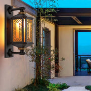Traditional Chinese Waterproof Aluminum Glass Cylinder 1/2 Light Wall Sconce Lamp For Outdoor Patio Cuvalon