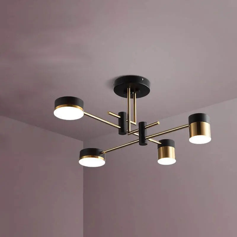 Modern Minimalist Black Gold Balanced 4-8 Light Semi-Flush Mount Light Cuvalon