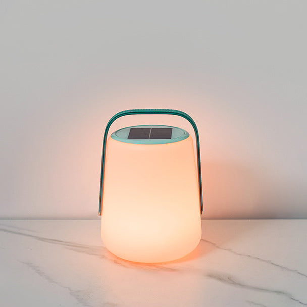 Modern Minimalist Solar Waterproof Leather PE Cylinder Striped Lantern Portable LED Landscape Lighting Outdoor Light For Outdoor Patio Cuvalon