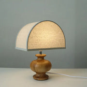 Japanese Wabi-sabi Vintage Solid Wood Fabric 1-Light Table Lamp Cuvalon