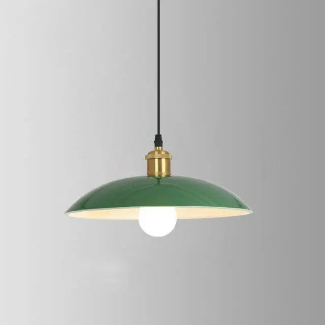 Industrial Vintage Green Iron Dome Cone 1-Light Pendant Light Cuvalon
