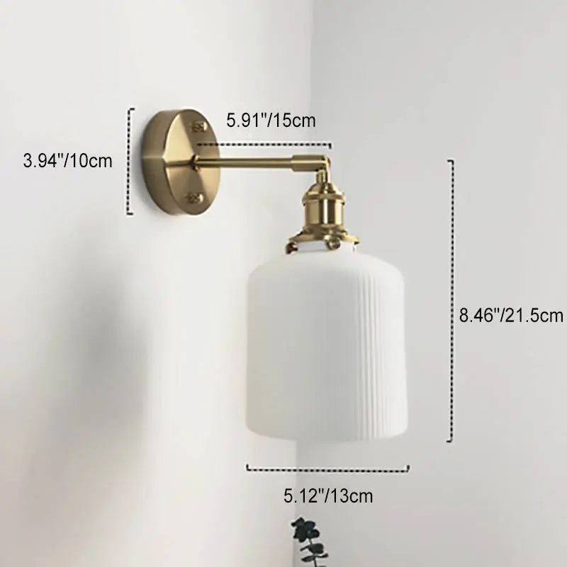 Japanese Retro Minimalist Cylinder Oval Brass Lucite 1-Light Wall Sconce Lamp Cuvalon