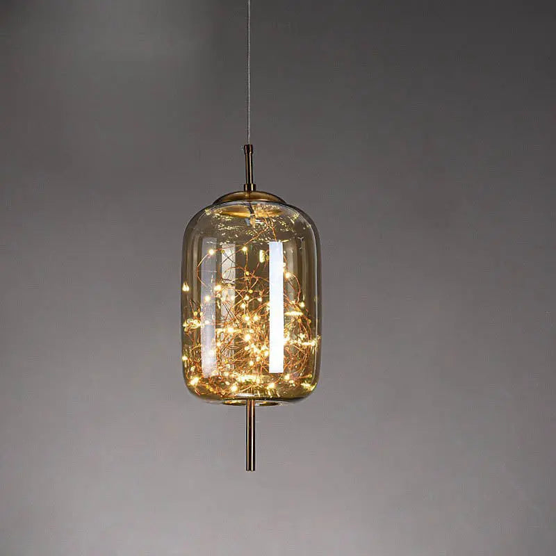 Contemporary Scandinavian Cylinder Oval Glass 1-Light Pendant Light For Bedroom Cuvalon