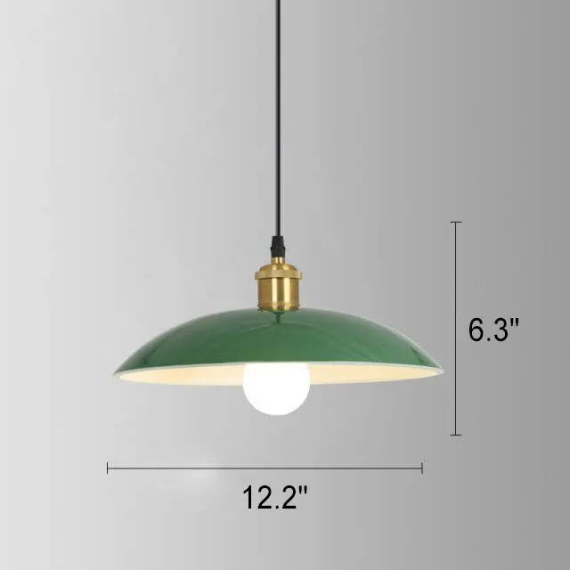Industrial Vintage Green Iron Dome Cone 1-Light Pendant Light Cuvalon