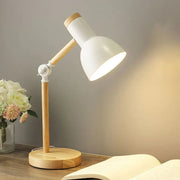 Contemporary Nordic Iron Semi-Circular Shade Wooden Base 1-Light Table Lamp For Study Cuvalon
