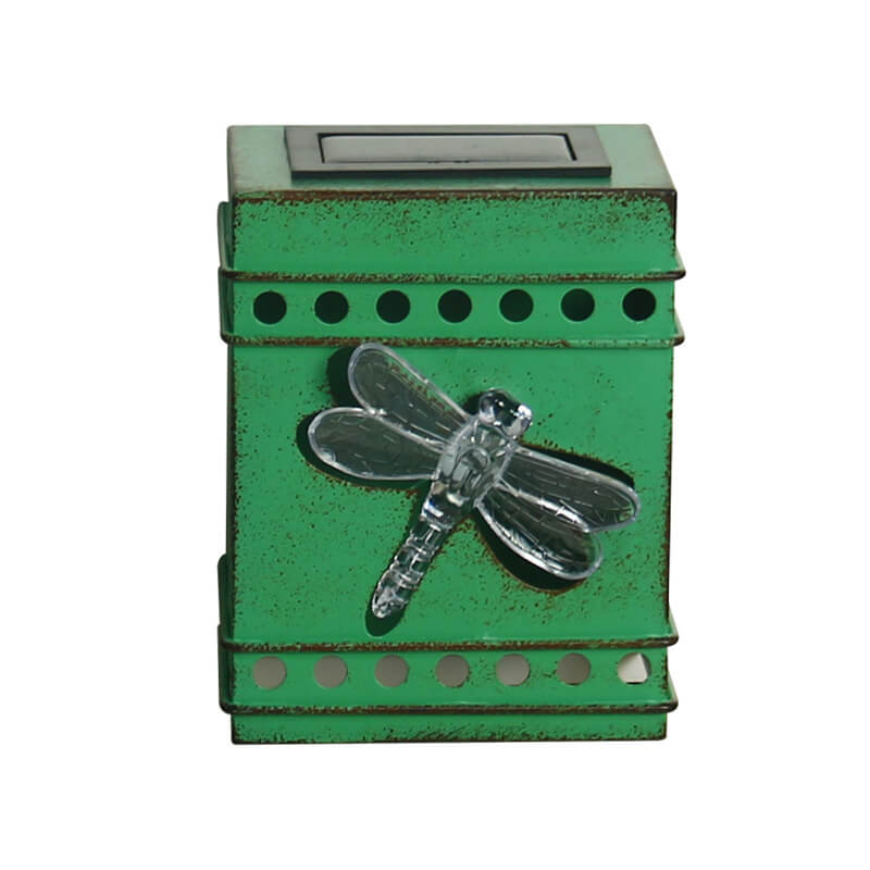 Retro Solar Square Box Aged Iron LED Outdoor Fence Wall Sconce Lamp Cuvalon