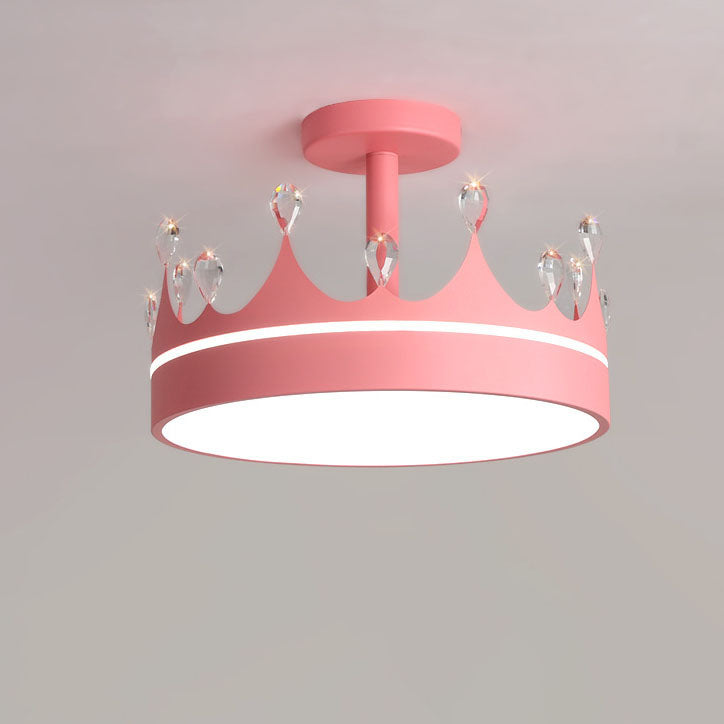 Cartoon Creative Crown LED Kids Semi-Flush Mount Ceiling Light Cuvalon