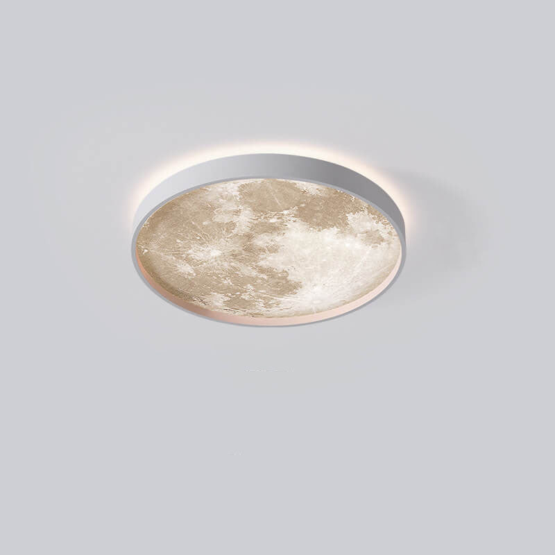 Nordic Creative Moon Round LED Flush Mount Ceiling Light Cuvalon