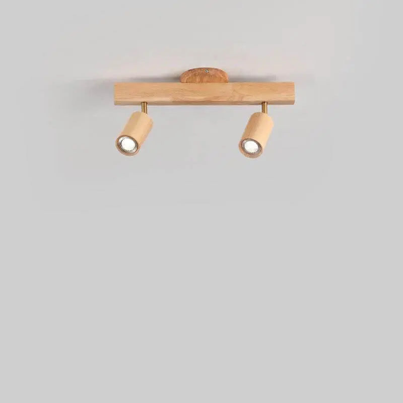 Japanese Minimalist Wooden Track Lighting LED 2/3/4/5 Light Semi-Flush Mount Ceiling Light Cuvalon