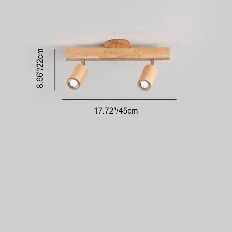 Japanese Minimalist Wooden Track Lighting LED 2/3/4/5 Light Semi-Flush Mount Ceiling Light Cuvalon