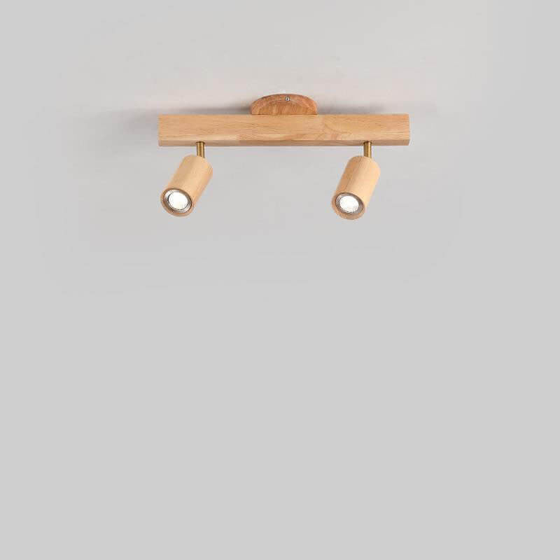 Japanese Minimalist Wooden Track Lighting LED 2/3/4/5 Light Semi-Flush Mount Ceiling Light Cuvalon