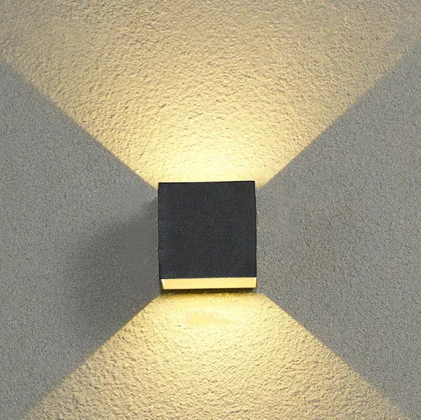 Outdoor Minimalist Square Cube Aluminum Waterproof LED Wall Sconce Lamp Cuvalon