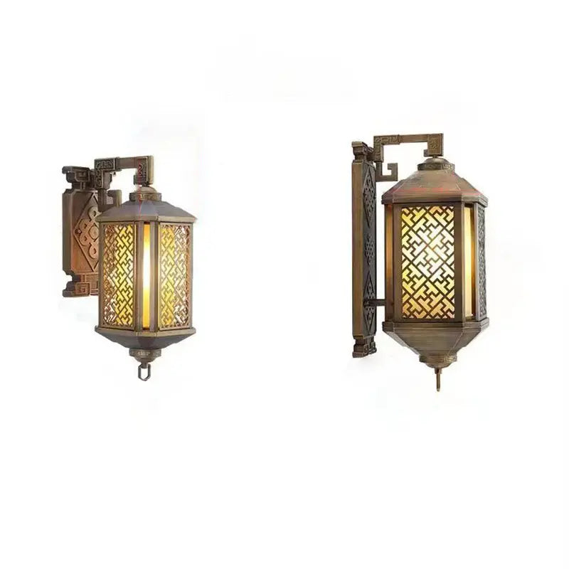 Traditional Chinese Brushed Aluminum House Pagoda 1-Light Wall Sconce Lamp For Outdoor Patio Cuvalon
