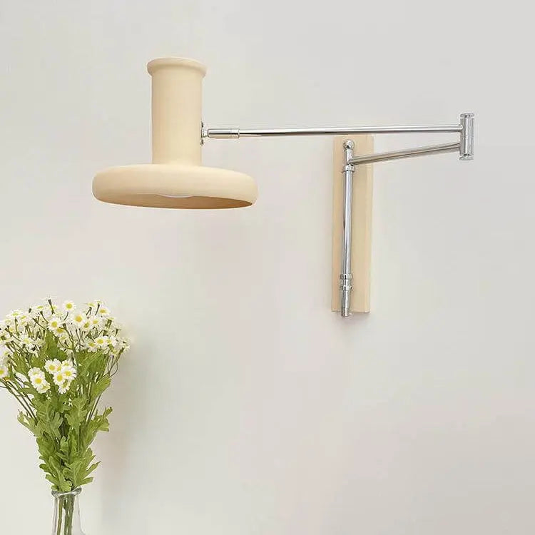 Nordic Minimalist  Beige Swing Arm 1-Light Wall Sconce Lamp Cuvalon