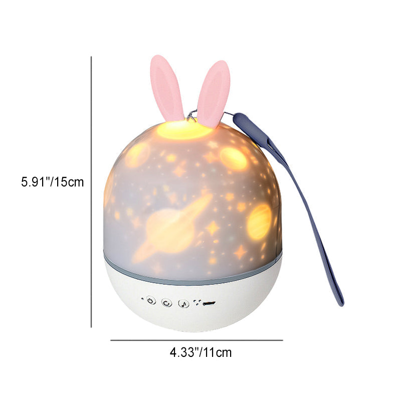 Contemporary Creative Kids Projectable Round Rabbit Deer ABS LED Table Lamp For Bedroom Cuvalon