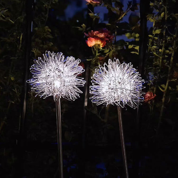 Solar Dandelion Aluminum Wire Globe Light LED Outdoor Waterproof Luminous Garden Insert Ground Landscape Light Cuvalon