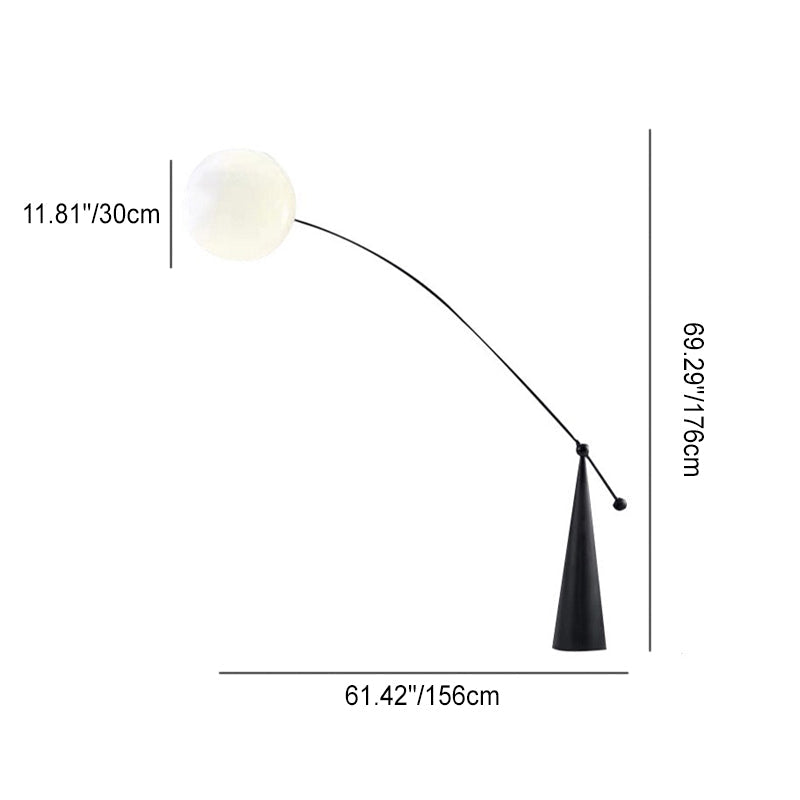 Contemporary Creative Tapered Base Fishing Rod Orb Iron Glass 1-Light Standing Floor Lamp For Living Room Cuvalon