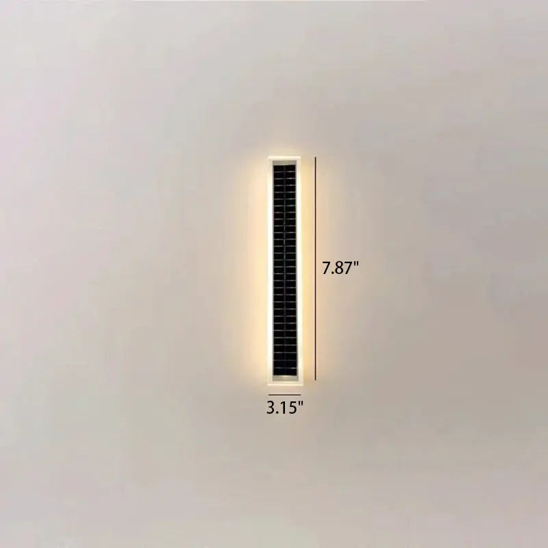 Minimalist Outdoor Solar Rectangular Strip Waterproof Patio LED Wall Sconce Lamp Cuvalon