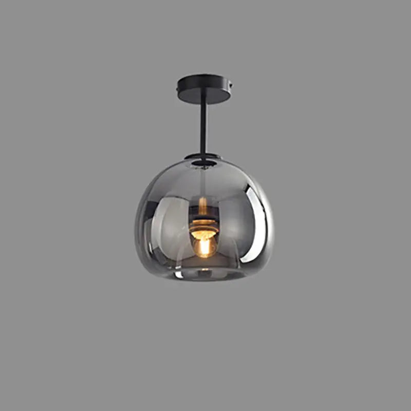 Nordic Light Luxury Round Glass Ball 1-Light Semi-Flush Mount Ceiling Light Cuvalon