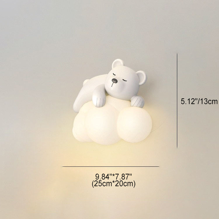 Contemporary Nordic Kids Resin PE Bear Rabbit LED Wall Sconce Lamp For Bedroom Cuvalon