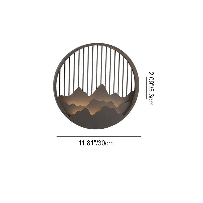 Chinese Modern Round Mountain Stainless Steel PC LED Waterproof Outdoor Wall Sconce Light Cuvalon