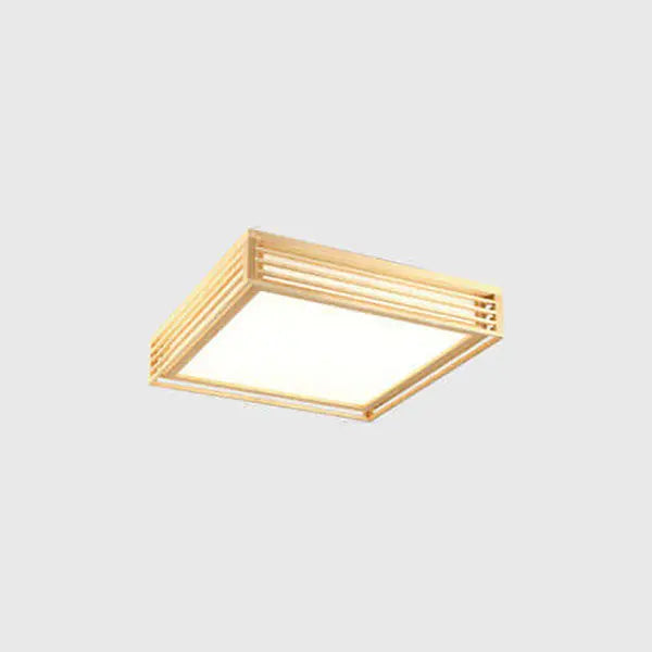 Nordic Solid Wood Square LED Japanese Tatami Flush Mount Ceiling Light Cuvalon