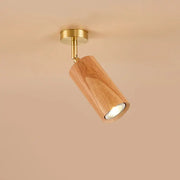 Nordic Minimalist Walnut Wood Spotlight Linear Track 1/2/3/4 Light LED Semi-Flush Mount Ceiling Light Cuvalon