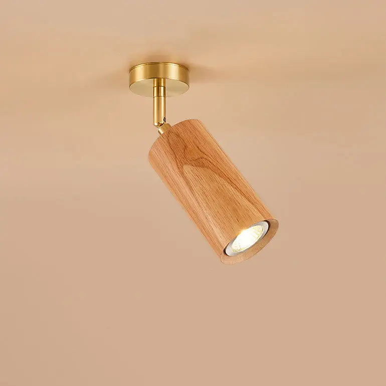 Nordic Minimalist Walnut Wood Spotlight Linear Track 1/2/3/4 Light LED Semi-Flush Mount Ceiling Light Cuvalon