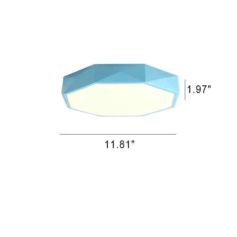 Nordic Macaron Diamond Geometry Iron Acrylic LED Flush Mount Ceiling Light Cuvalon