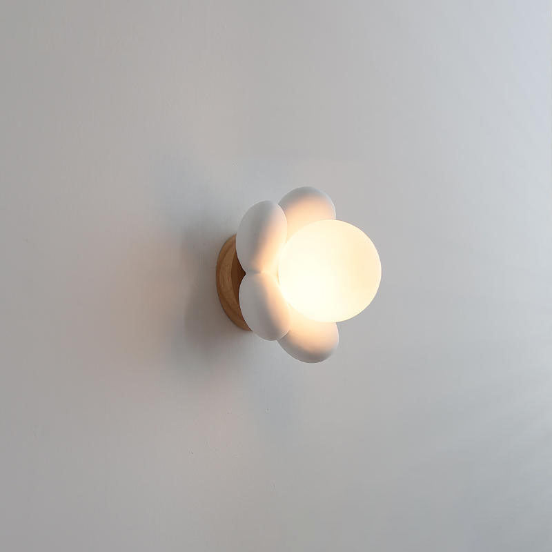 Modern Creative Flowers Shape Glass Ceramic 1-Light Kids Wall Sconce Lamp Cuvalon
