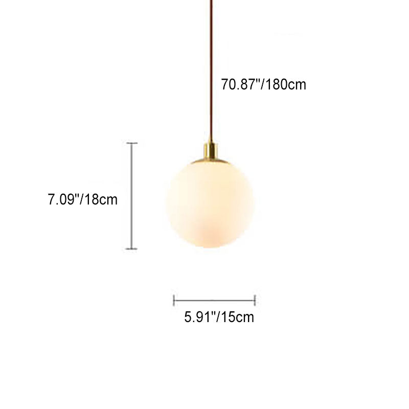 Nordic Minimalist White Orb 1-Light Pendant Light Cuvalon