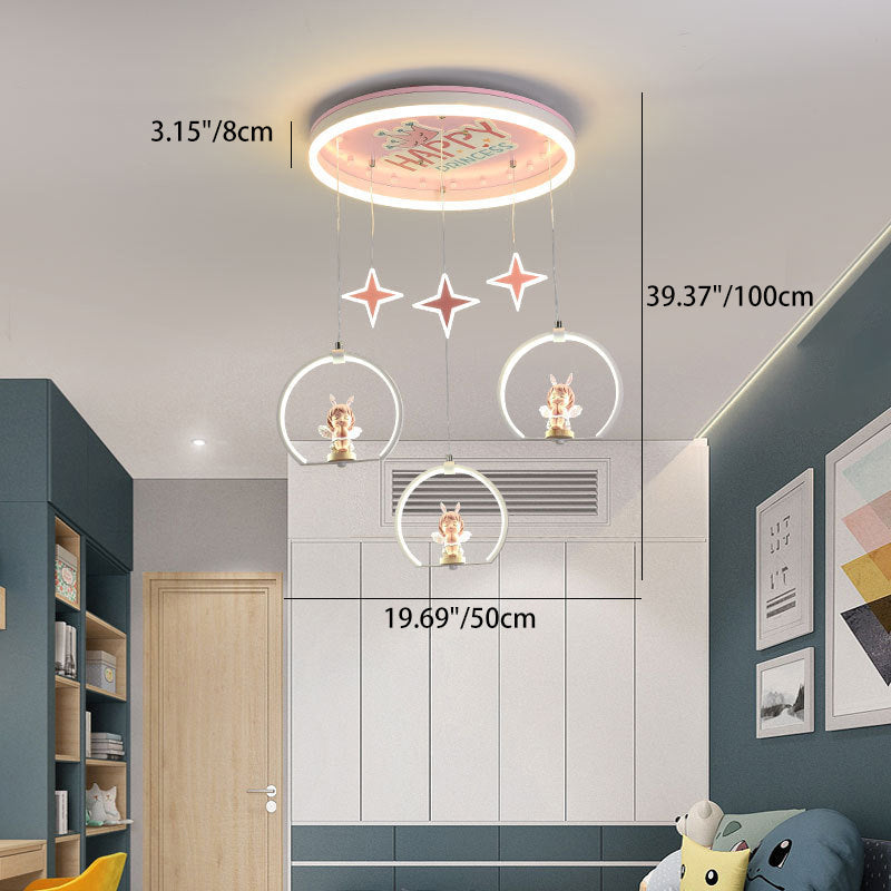 Contemporary Creative Cartoon Princess Elsa Acrylic Round Shade LED Flush Mount Ceiling Light For Bedroom Cuvalon