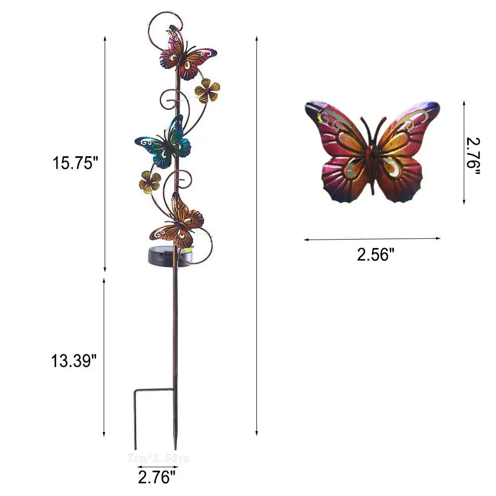 Solar Iron Hummingbird Butterfly Dragonfly Garden Lawn Landscape Light Cuvalon