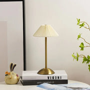 Contemporary Scandinavian Rechargeable Iron Fabric Conic Pleated 1-Light Table Lamp For Bedside Cuvalon