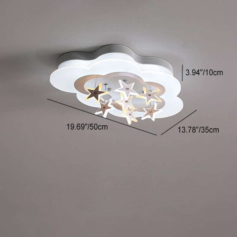 Contemporary Nordic Star Decor Cloud Acrylic Shade LED Kids Flush Mount Ceiling Light For Bedroom Cuvalon