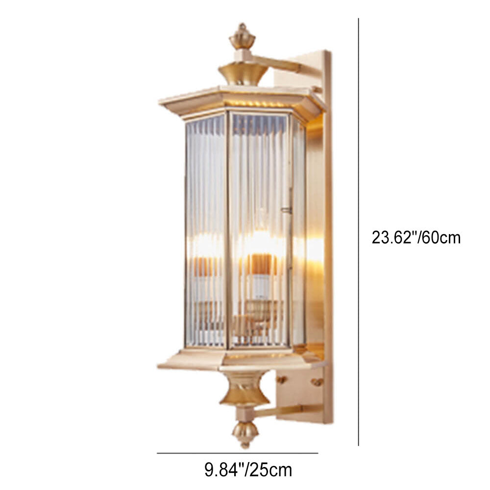 Contemporary Industrial Brass Finish Frame Glass Shade 1/3-Light Wall Sconce Lamp For Outdoor Patio Cuvalon