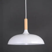 Modern Metal Wooden Top 1-Light Dome Pendant Light Cuvalon