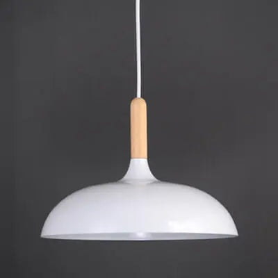 Modern Metal Wooden Top 1-Light Dome Pendant Light Cuvalon