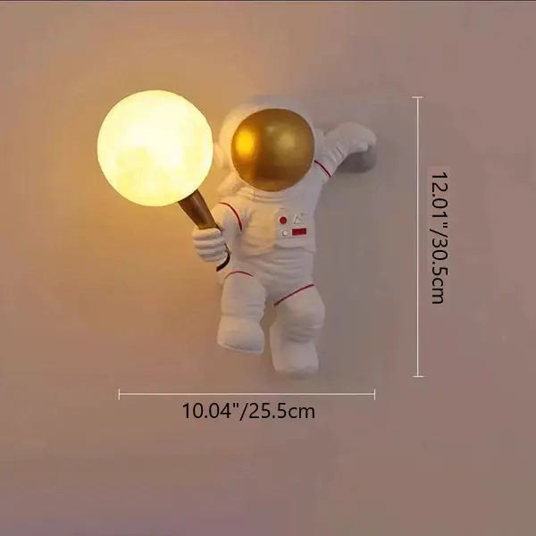 Contemporary Creative Cartoon Astronaut Resin ABS 1-Light Wall Sconce Lamp For Bedroom Cuvalon