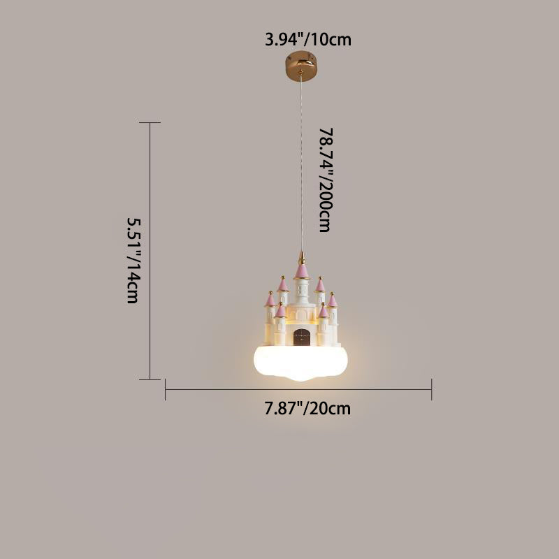 Contemporary Nordic Kids Resin PVC PE Castle 1-Light Pendant Light For Bedroom Cuvalon