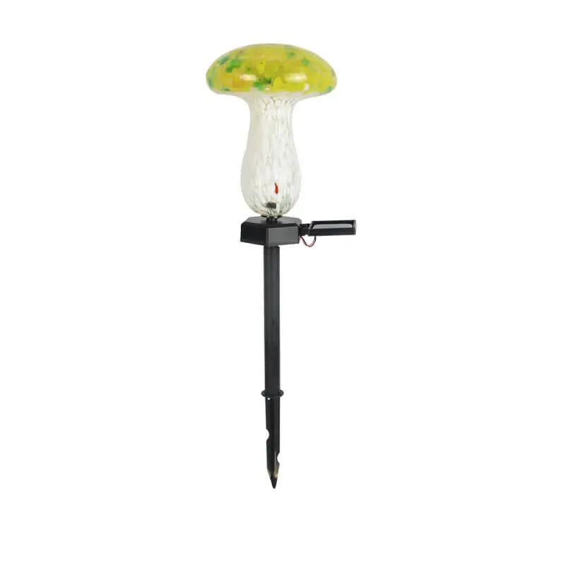 Contemporary Creative Colorful Mushroom Glass Shape LED Solar Waterproof Lawn Insert Light For Garden Cuvalon