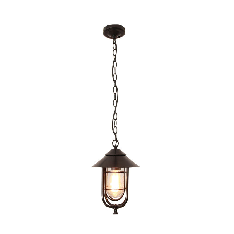 Industrial Vintage Aluminum Cage Glass 1-Light Outdoor Waterproof Pendant Light Cuvalon