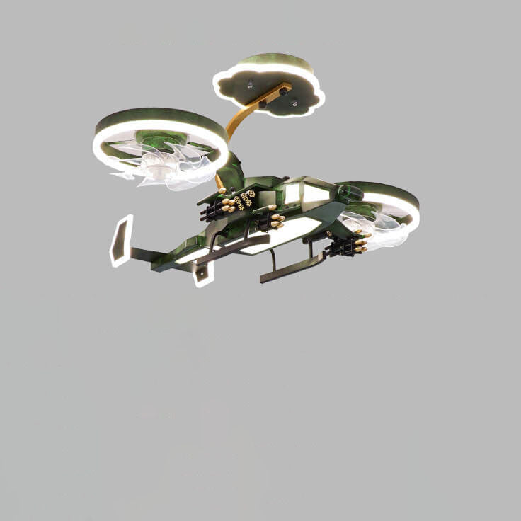 Modern Children's Helicopter Hardware Acrylic LED Semi-Flush Mount Ceiling Fan Light Cuvalon