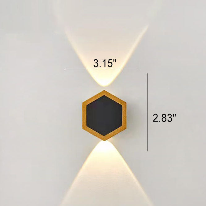 Outdoor Simple Hexagonal Combination Black Gold LED Wall Sconce Lamp Cuvalon
