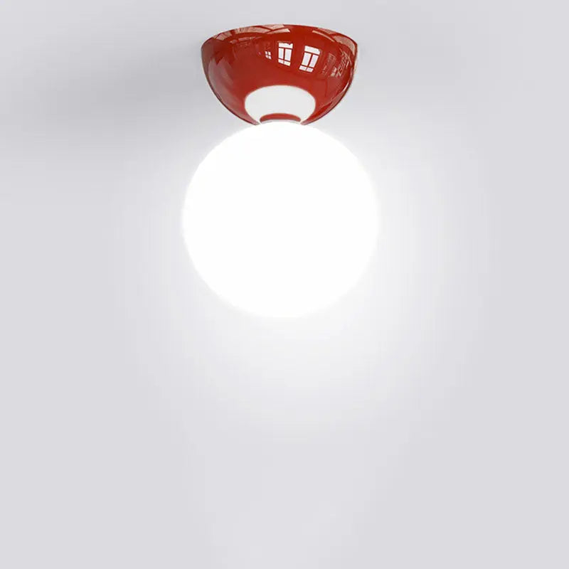 Contemporary Scandinavian Iron Spherical Glass Shade 1-Light Semi-Flush Mount Ceiling Light For Hallway Cuvalon