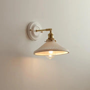 Traditional Vintage Round Ceramic Brass 1-Light Wall Sconce Lamp for Living Room Cuvalon