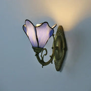 Vintage Tiffany Petals Stained Glass 1-Light Wall Sconce Lamp Cuvalon