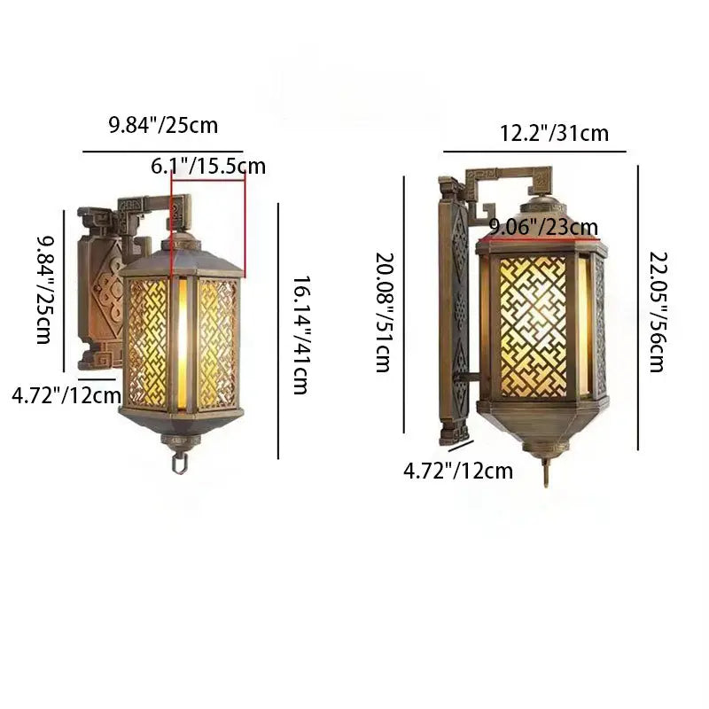 Traditional Chinese Brushed Aluminum House Pagoda 1-Light Wall Sconce Lamp For Outdoor Patio Cuvalon