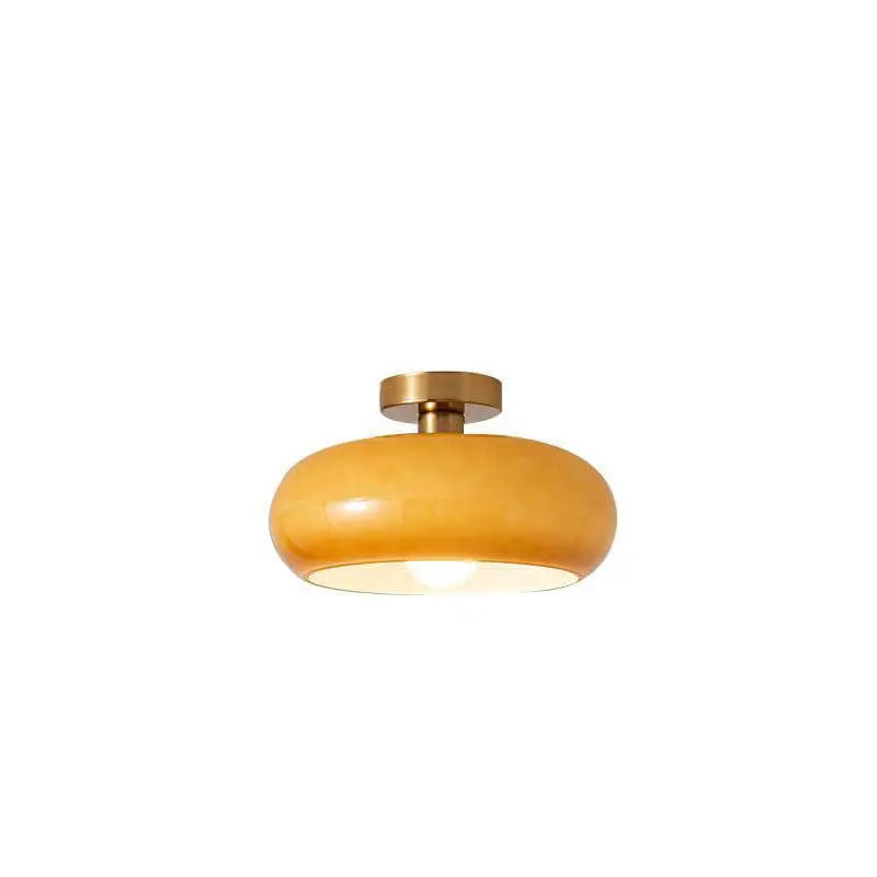 Modern Retro Round Solid Color Glass Electroplated Copper  1-Light Pendant Light Flush Mount Light Cuvalon