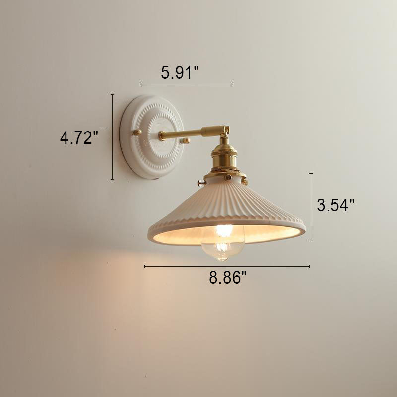 Vintage Japanese Ceramic Brass 1-Light Wall Sconce Lamp Cuvalon